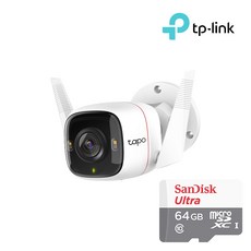 티피링크 Tapo C320WS+64GB SD카드 실외용 야간 풀칼라 CCTV 홈캠 세트, 1개