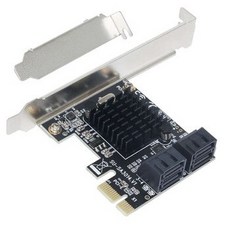 [해외] PCIESATA 카드 PCIE 어댑터 PCI EXPRESSSATA3.0 확장 카드 4 포트 SATA III 6G (SSD HDD IPFS 마이닝 용), Black