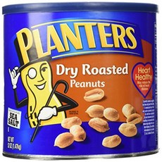 Planters Dry Roasted Peanuts Made With Sea Salt 52 Ounce Container 바다 소금으로 만든 재배자 건조 구운 땅콩 52온스 용기, 1.474kg, 1개