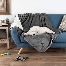 PETMAKER Waterproof Pet Blanket – 60inX50in Soft Plush Throw Protects Couch Chair Car Bed from S, 1개, Dark Gray