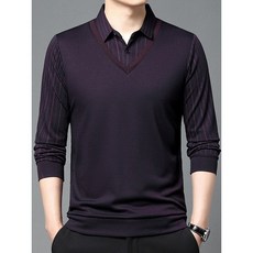 서온리 고급 원사로 너무 편안한 중년 남성 조끼 카라 브이넥 티 셔츠
