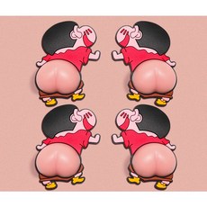 수수모스 쫀득쫀득 엉뎅이 캐릭터 차량용 문콕방지 PVC 스티커 4p, 짱구, 4개