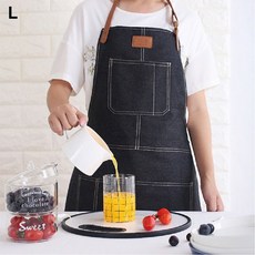 Lo3베드샵_®가죽패치 바리스타앞치마 주방앞치마 조리용앞치마 업소용앞치마 주방용앞치마 가정용앞치마+gda10찜, 콕㉾♠블랙