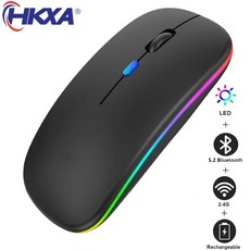 무선 마우스 블루투스 RGB 충전식 컴퓨터 사일런트 LED 백라이트 인체 공학적 게임 노트북 pc용, [04] Rose Red, 3.Gray