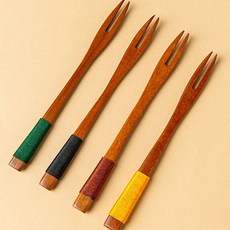 투톤 실매듭 나무티포크 옻칠나무 티포크, 블랙, 1개