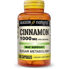 MASON NATURAL Cinnamom 1000 mg Natural Dietary Supplement Capsules 100 Ea, 100정, 1개 - ea1000