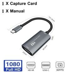 HD HDMI USB C 비디오 캡처 카드 1080P 타입 C HD MI 비디오 캡처 보드 게임 녹화 라이브 스트리밍 방송, 1.은, 1개