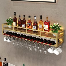 벽걸이형 와인 랙 철제 양주 와인렉 거치대 정리대, 더블 레이어 블랙 150cm + 라이트 밴드, 1개