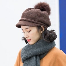 others 677888 모자 여자 겨울 한국 판 기모 후드 패션 학생 보온 니 트 영국 베레모