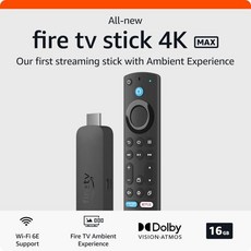 Amazon All-New Fire TV Stick 4K Max 스트리밍 장치 Wi-Fi 6E 무료 및 위성 없이 라이브 지원