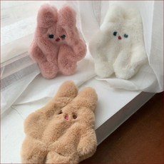 토끼파우치 봉제 인형 토끼모양 털 지퍼 파우치