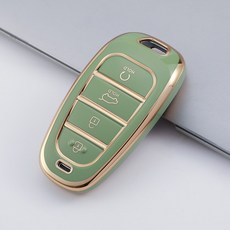 골드 에지 TPU 원격 키 고리 케이스 커버 현대 소나타 넥소 DN8 산타페 TM 투싼 NX4 스타리아 아이오닉 4 5, [03] 4A button green case, 1개