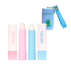 1+1 프롬키즈 사르르 립밤 유아 어린이 초등 판테놀 컬러 립케어(케이스 증정), 4g, 혼합, 2개, 밀키 립밤+핑키 립밤+다이노 케이스
