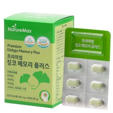 네이처맥스 은행잎 추출물 징코빌로바 메모리 플러스 2개월분 기억력개선 혈액순환 혈행개선 (플라보놀 배당체 최대치 36mg), 60정, 1개