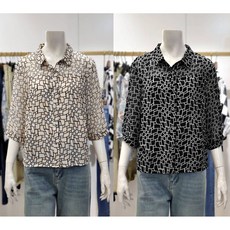 안지크 7부소매 나염쉬폰 블라우스 AI2BL5400