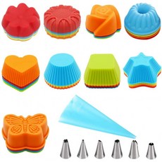 PUDSIRN 36Pcs Silicon Cupcake Mold 8Pcs 케이크 장식 용품 재사용 가능한 비스틱 베이킹 컵의 내열성