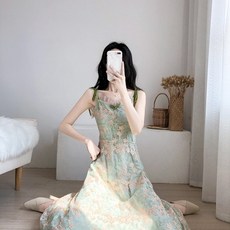 Tow cuye2021 여름 신작 프렌치 모리 슬링 원피스는 얇고 고급스러운 원 숄더 platycodon 스커트