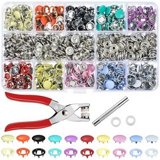 패스너 펜 치 (180 개)를 설정 9.5MM 스냅 패스너 키트 도구 (10) 색상 금속 뾰족한 중공 스냅 솔리드 스냅 버튼, 하나, 보여진 바와 같이