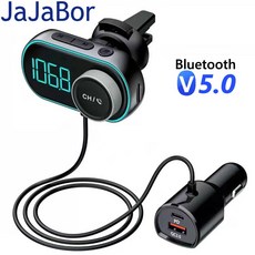 JaJaBor-FM 송신기 USB QC3.0 PD 고속 충전 3.5mm AUX 수신기 MP3 플레이어 핸즈프리 블루투스 5.0 자동차 키트 FM 변조기, 1.Black - javs