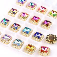 양말목 사각형 모양 무지개 환상 컬러 크리스탈 바느질 보석 만들기 Diy 공예 용품, 8mm 20pcs, A3 Lt sapphire RB