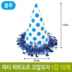 I에이블이지쇼핑몰I파티 하트 도트 꼬깔 모자 생일 축하 용품 고깔 블루ㅡ물류센터 직배송, 상세이미지 체크, 상세이미지 체크