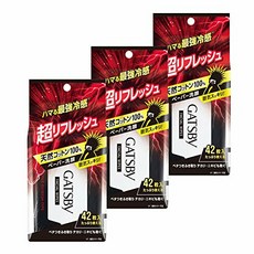 GATSBY 개츠비 페이셜 페이퍼 슈퍼 리프레시 타입 남성 세안 시트 세트 대용량 42매×3개, 3개