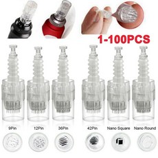 피부관리기 오토MTS 홈케어기기 셀프 더마 스탬프용 총검 카트리지 마이크로니들 전기 닥터 펜 MTS 피부 미백용 나노 니들 9 12 24 36 42 10 개, 7.10pcs Nano Wafer