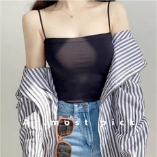 엣모스트 캡내장 슬림 크롭 무지 끈나시 브라탑
