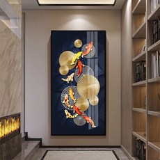 돈들어오는 그림 스마일액자 생기 구어도 비단 잉어, AD_실버_40 x 80