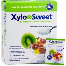 (미국직배) 자일러 자일로스윗 자일리톨 내추럴 감미료 설탕 대체 과립 4gx100개입 Xlear XyloSweet Non-GMO Xylitol Sweetener - Natural