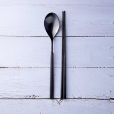 라온누리 에라토 프로포즈 컬러 수저세트, [숟가락1+젓가락1], 딥블랙, 1개