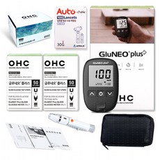 오상헬스케어 글루네오 플러스 혈당측정기 + 시험지 100p + 채혈침 110p + 알콜솜 100p 세트, 1세트
