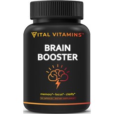 MAPEinc 바이탈 두뇌 활성 보충제 집중력 기억력 및 선명도 향상 신경 에너지 향상 Brain Supplement Nootropics Booster Improve Memory, 30 정, 1개, 30정