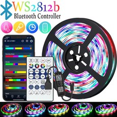  TV백라이트 RGBIC WS2812b LED 스트립 조명 키트 블루투스 앱 제어 5050 유연한 테이프 리본 TV 백라이트, WS2812b BHT IR+10m Full Set 