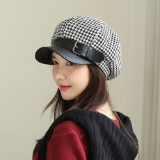 체리플로피 헌팅캡 가을 겨울 여자모자 가죽 벨트 하운드 체크 여성 팔각모 투스벨트팔각 (3컬러)