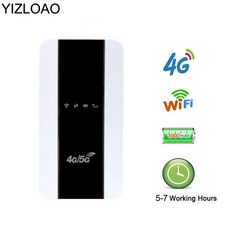 YIZLOAO 4G LTE 모바일 와이파이 무선 라우터 핫스팟 LED displa는 10 명의 사용자를 지원합니다 휴대용 라우터 모뎀 3000mAh 배터리 광대역|모뎀, 1개, Version 1, 단일