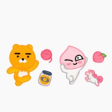 카카오프렌즈 스티커 와펜, 2개입, 라이언+어피치