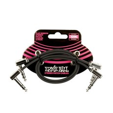 Ernie Ball 스테레오 플랫 리본 패치 케이블 2팩 30.5cm 블랙 P06405, 24 inch, 2개