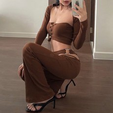 크롭가디건셋업