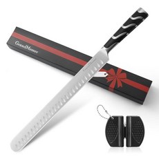 GrandMesser 카빙 나이프 고기용 30.5cm(12인치) 슬라이싱 ABS 손잡이가 있는 프리미엄 독일 스틸 양지머리 BBQ 칠면조 햄 립 로스트 비프용 샤프너 포함, Mountain Road Handle, 1개