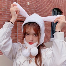 귀여운 여자친구선물 곰돌이 목도리형 귀모자