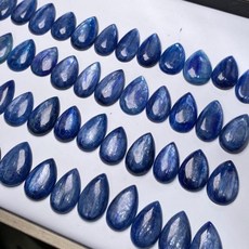 쥬얼리 DIY용 천연 블루 카야나이트 비즈 카보숑 펜던트 배 드롭 원석 링 페이스 도매 2 개/팩 20-26mm