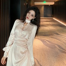 여성 원피스 섹시 홀복 파티룩 홀터넥 미니 드레스