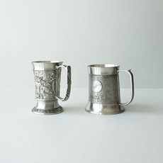 주석잔 퓨터 Pewter 시원함을 입술부터 느낄수 있는 맥주잔 주석컵, 유기골드잔(2개세트), 2개