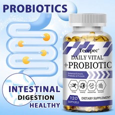 Daily Vital + 프로바이오틱스 보충제 - 남성 및 여성용 - 면역력과 장 건강 장 소화 장내 세균총의 균형을 지원하는 프리바이오틱스와 프로바이오틱스, 2개, 120정