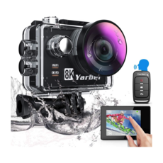 Yarber 액션 카메라 8K 20MP 40M 방수 수중 카메라 WiFi 탑재 170도 광각 렌즈 EIS 음성 명령 리모컨 수중 디지털 카메라 8 배 줌 하이퍼, 상세참조인용