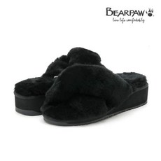 [현대백화점][베어파우] JULIETTE WEDGE 블랙 키높이 양털슬리퍼(womens) K1904001LD-W