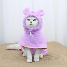 고양이목욕수건 초흡수성 빠른 건조 후드 목욕 가운 귀여운 애완 동물 고양이 개용 수건 조절 가능한 극세사 코트 코기 퍼그, XS, 1개