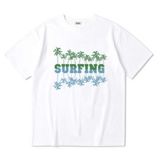 ESU 야자수 서핑 여름 반팔 티셔츠 오버핏 남녀공용 휴가 바캉스 해변 바다 비치 SURFING