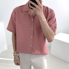 여름 린넨 아이스 부드러운 오픈카라 반팔 셔츠 남방(5color)